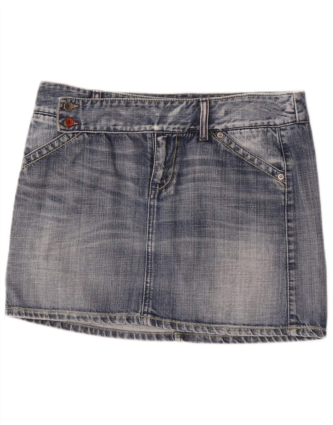 Benetton Dame Mini Denim Nederdel IT 44 Medium W32 Blå Bomuld