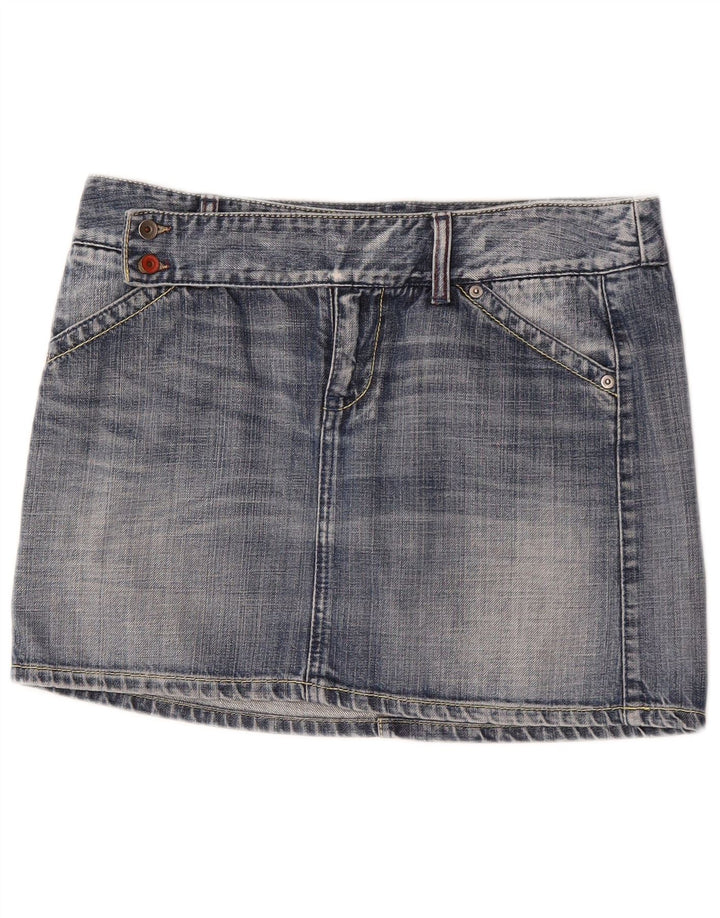 Benetton Dame Mini Denim Nederdel IT 44 Medium W32 Blå Bomuld
