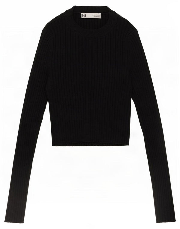 Zara Womens Crop Top Langærmet UK 10 Small Black