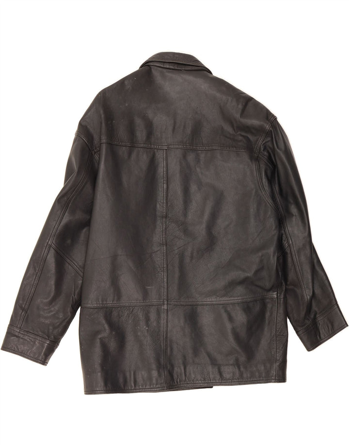 VINTAGE Mens Faux Leather Jacket UK 40 Large Black Polyester Vintage Vintage and Second-Hand Vintage from Messina Hembry 