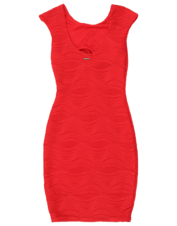 Guess Womens Sleeveless Bodycon Dress UK 6 XS Red Polyester
