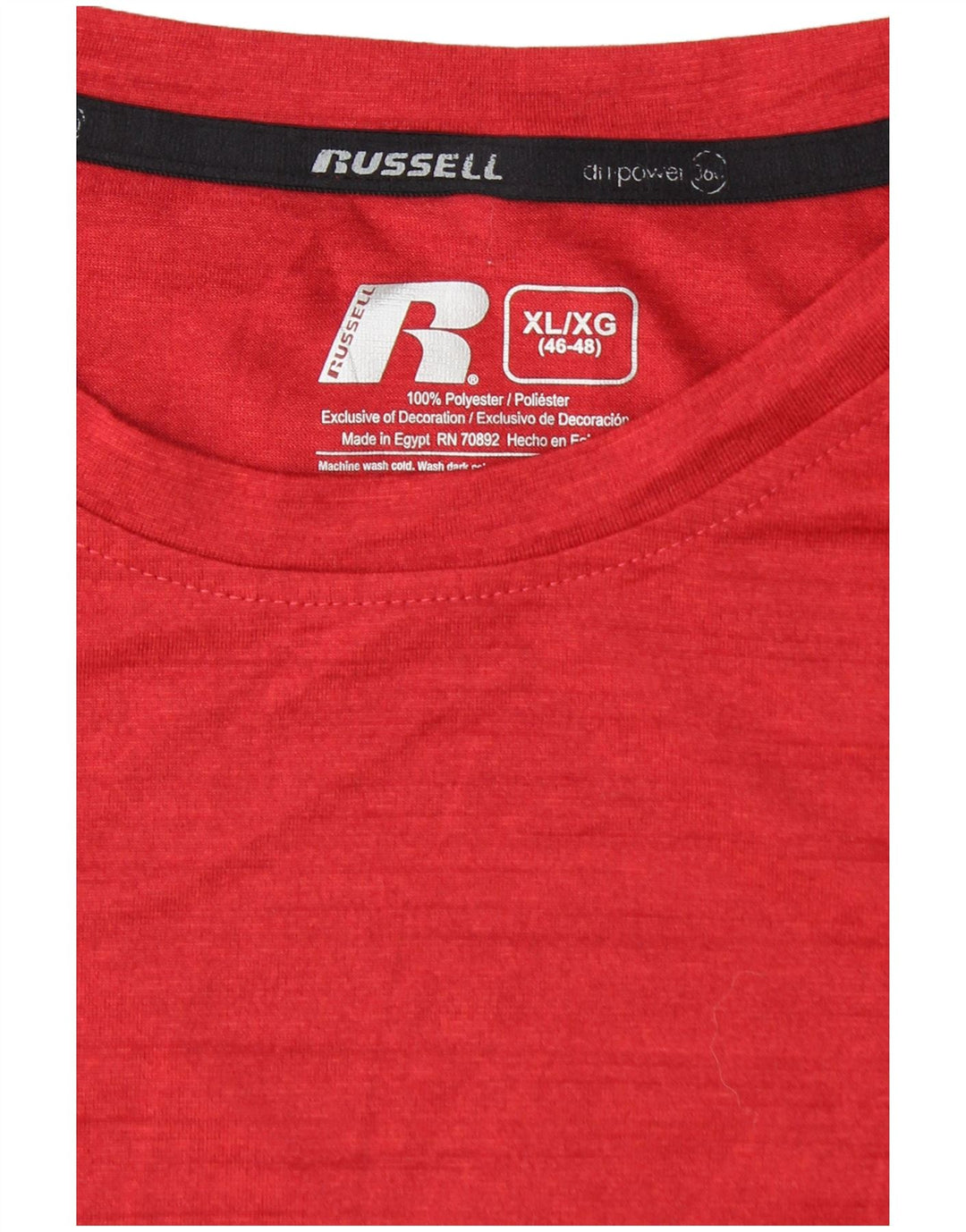 RUSSELL ATHLETIC Herre Dri-Power T-Shirt Top UK 46/48 XL Rød Flecked