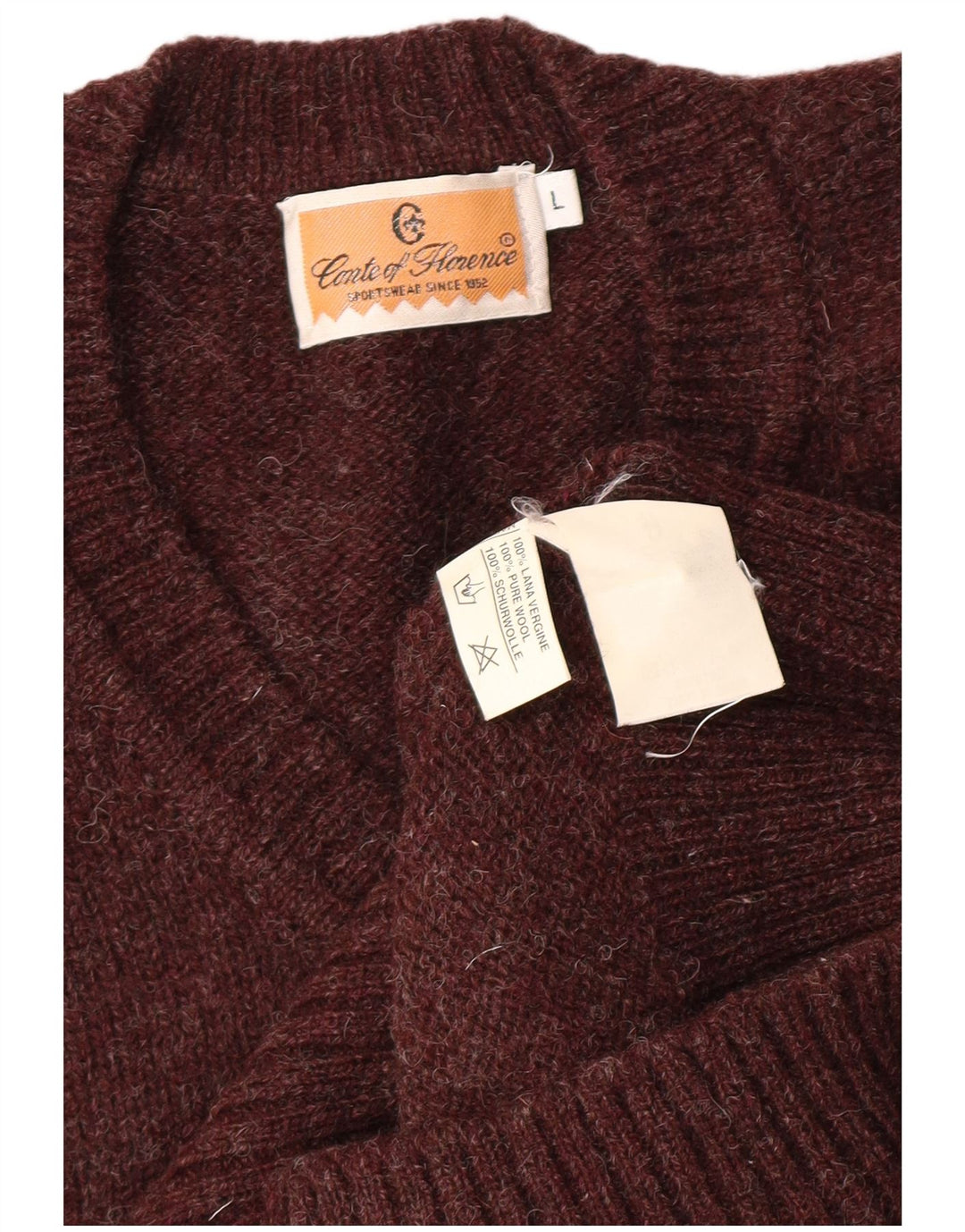 CONTE OF FLORENCE Herre V-hals sweater Stor Burgundy Virgin Wool