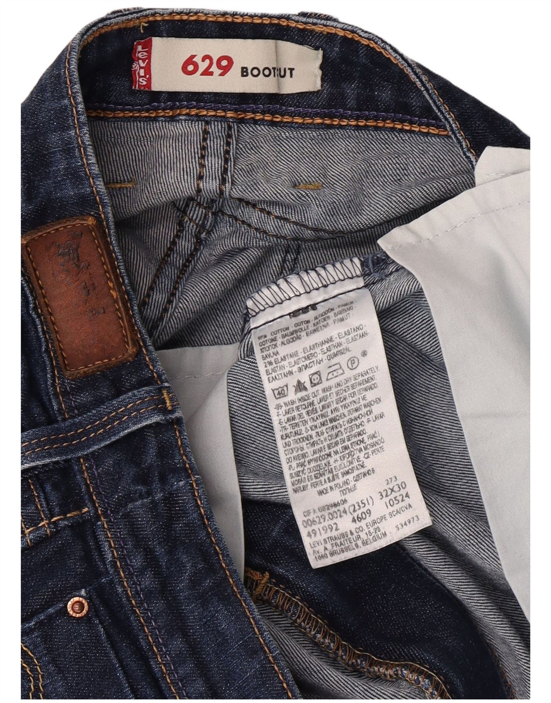 Levi's Dame 629 Bootcut Jeans W32 L30 Marineblå Bomuld
