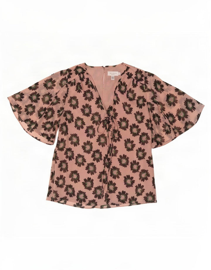 Ted Baker Dame Cardigan Top Størrelse 1 XS Pink Floral Polyester