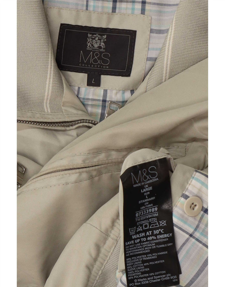 Marks & Spencer Herre Standard Fit Bomber Jacket UK 40 Large Green Polyester
