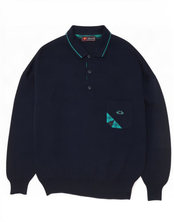 Il Granchio Herre Polo Neck Jumper Sweater Størrelse 7 2XL Marineblå Uld