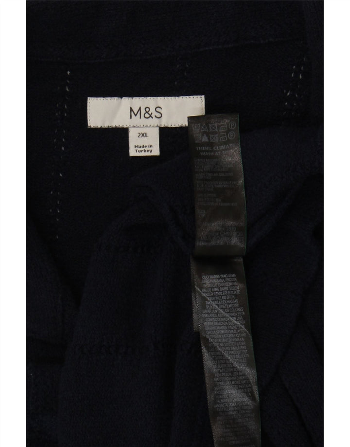 Marks & Spencer kortærmet herreskjorte 2XL marineblå bomuld