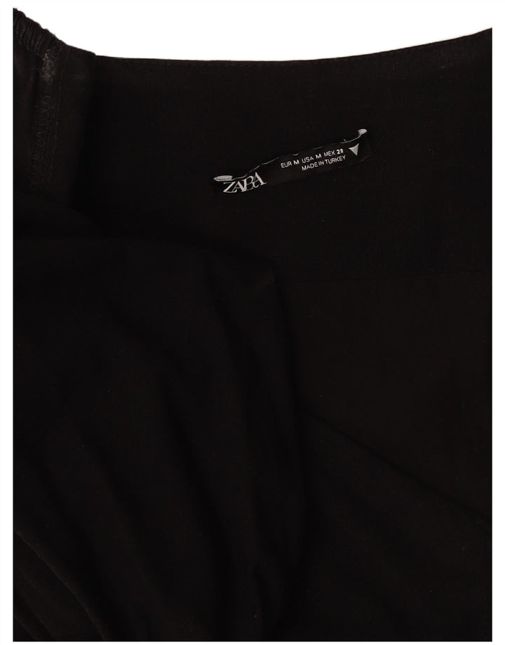 Zara Dame 3/4 Ærmet A-Line Kjole UK 12 Medium Sort