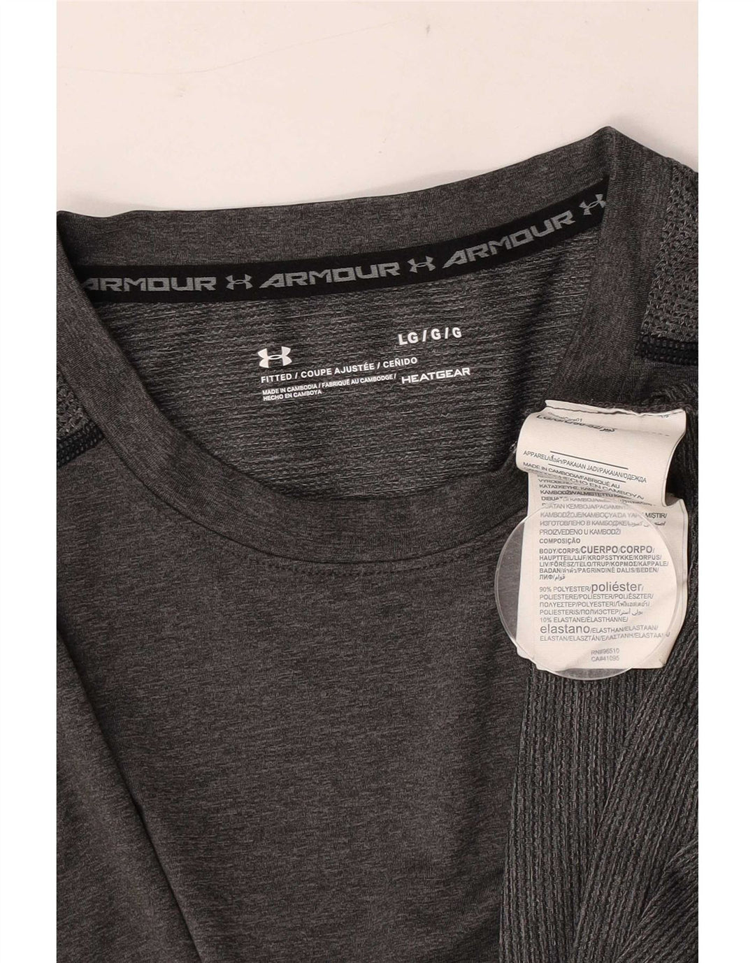 Under Armour Herre Heat Gear T-Shirt Top Stor Grå Polyester