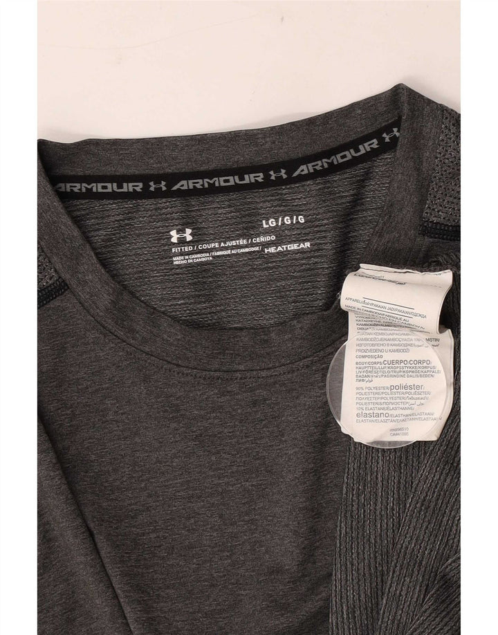 Under Armour Herre Heat Gear T-Shirt Top Stor Grå Polyester