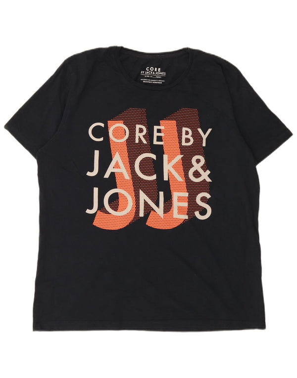 Jack & Jones Herre grafisk T-shirt top 2XL sort bomuld