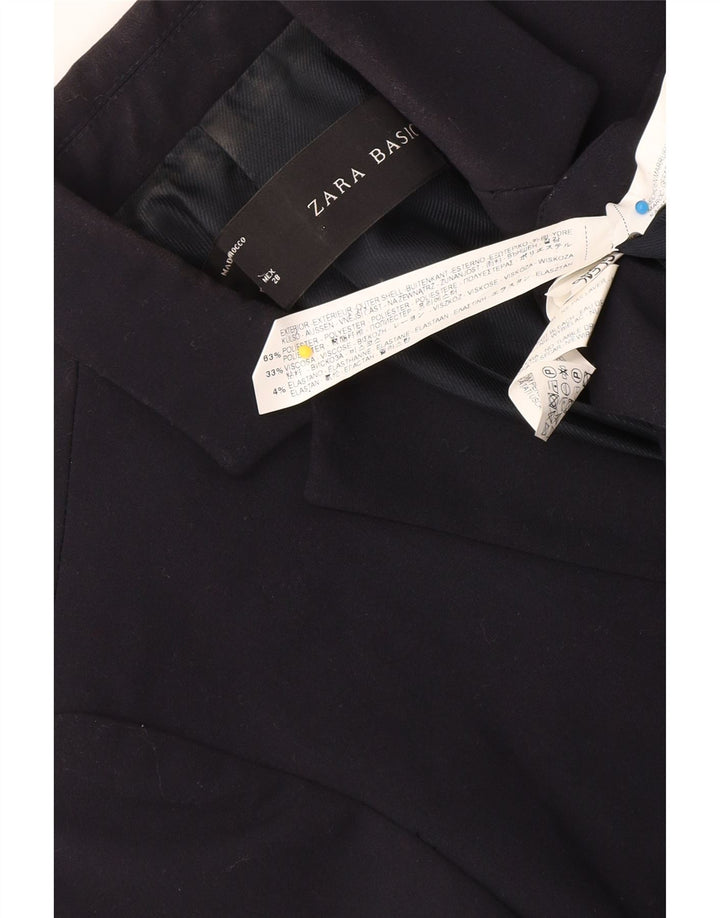 Zara Dame 1 Knap Blazer Jacket UK 12 Medium Navy Blue Polyester
