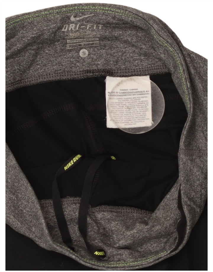 NIKE Dame Dri Fit Capri Leggings UK 10 Small Black Colourblock