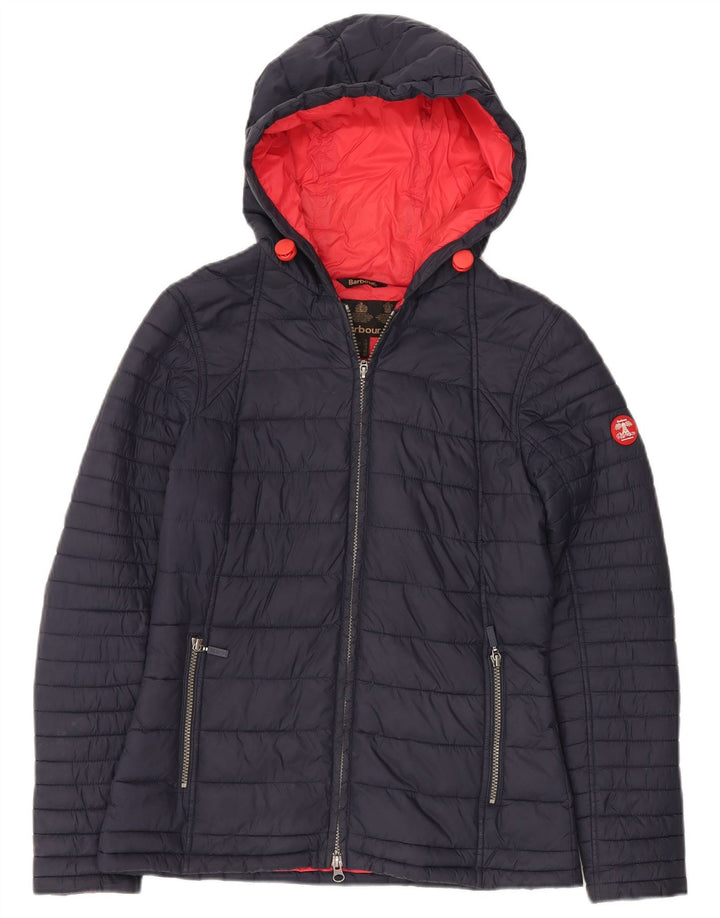 BARBOUR Polstret hættejakke til kvinder UK 12 Medium Navy Blue