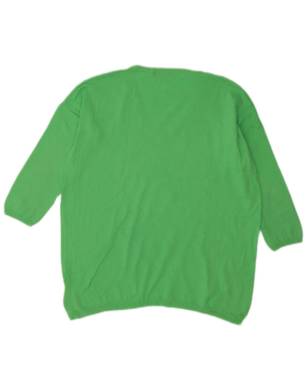 Zara Dame 3/4 ærmet V-hals sweater UK 14 Medium Green