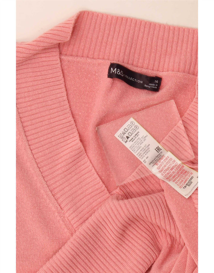 Marks & Spencer Dame Oversized V-hals sweater UK 16 Large Pink