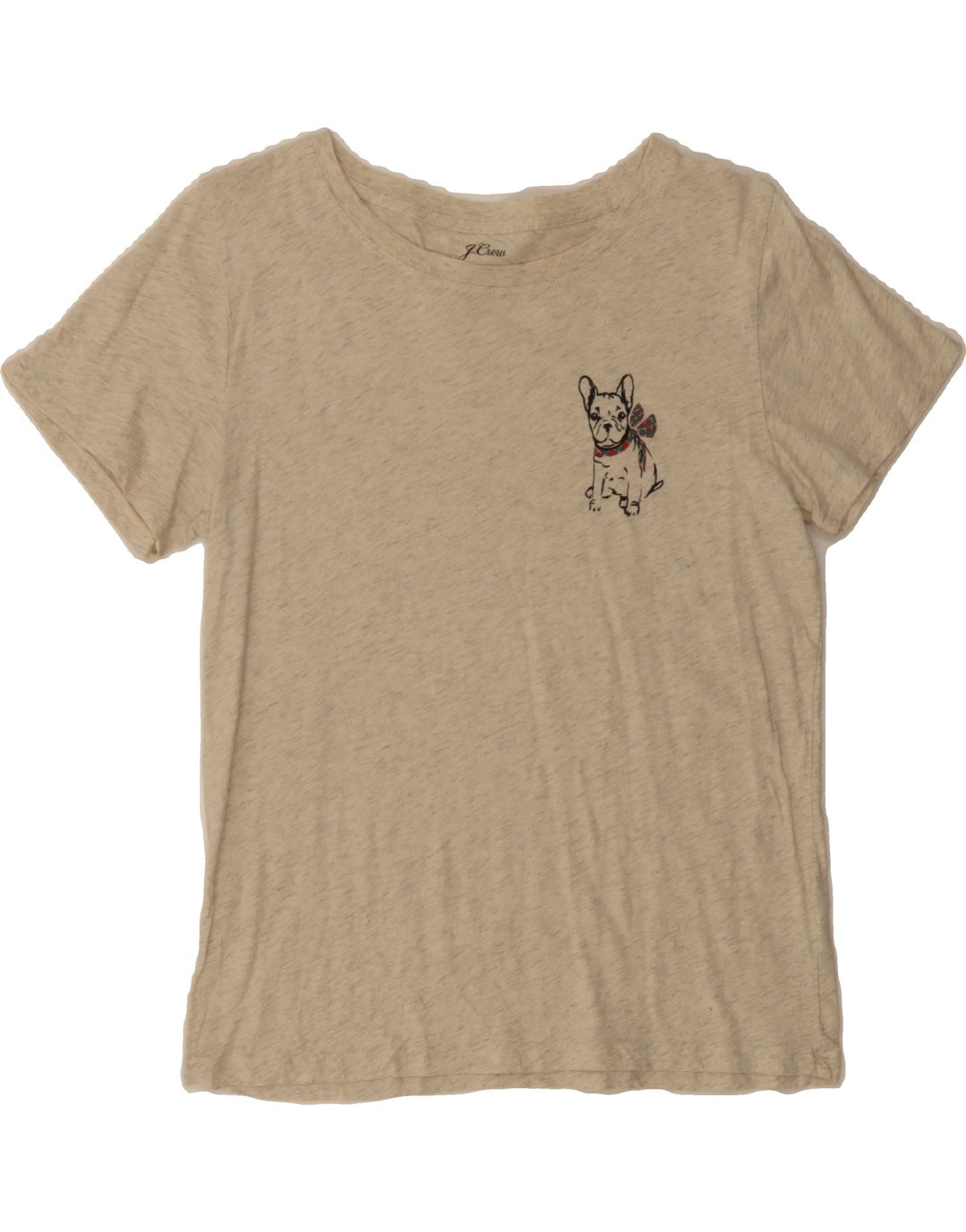 J. CREW Womens T-Shirt Top UK 12 Medium Beige Flecked Cotton Vintage J. Crew and Second-Hand J. Crew from Messina Hembry 