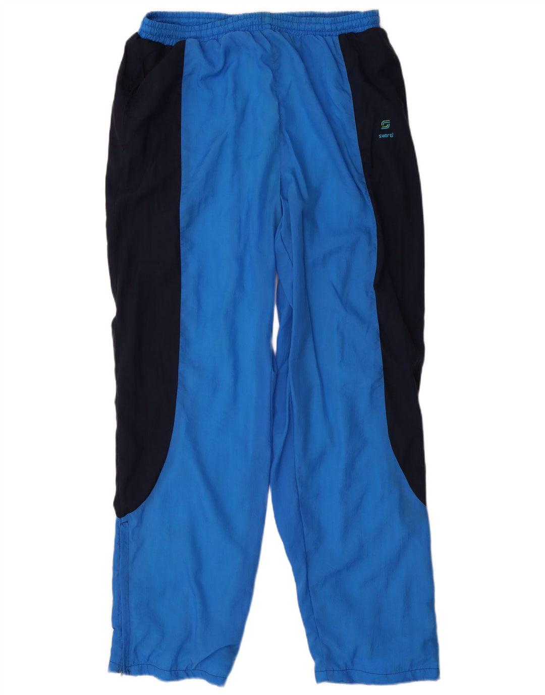VINTAGE Træningsdragt bukser til mænd Large Blue Colourblock Nylon