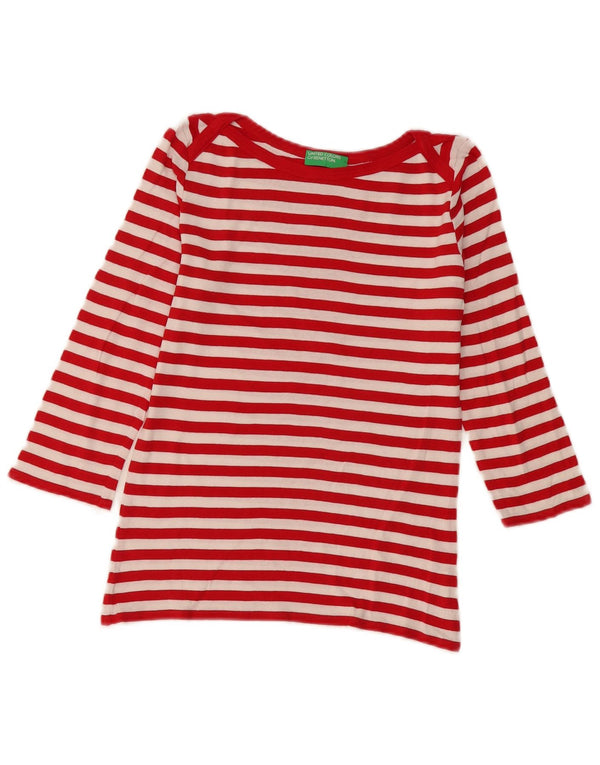 Benetton Dame Top 3/4 ærmet UK 6 XS rødstribet bomuld