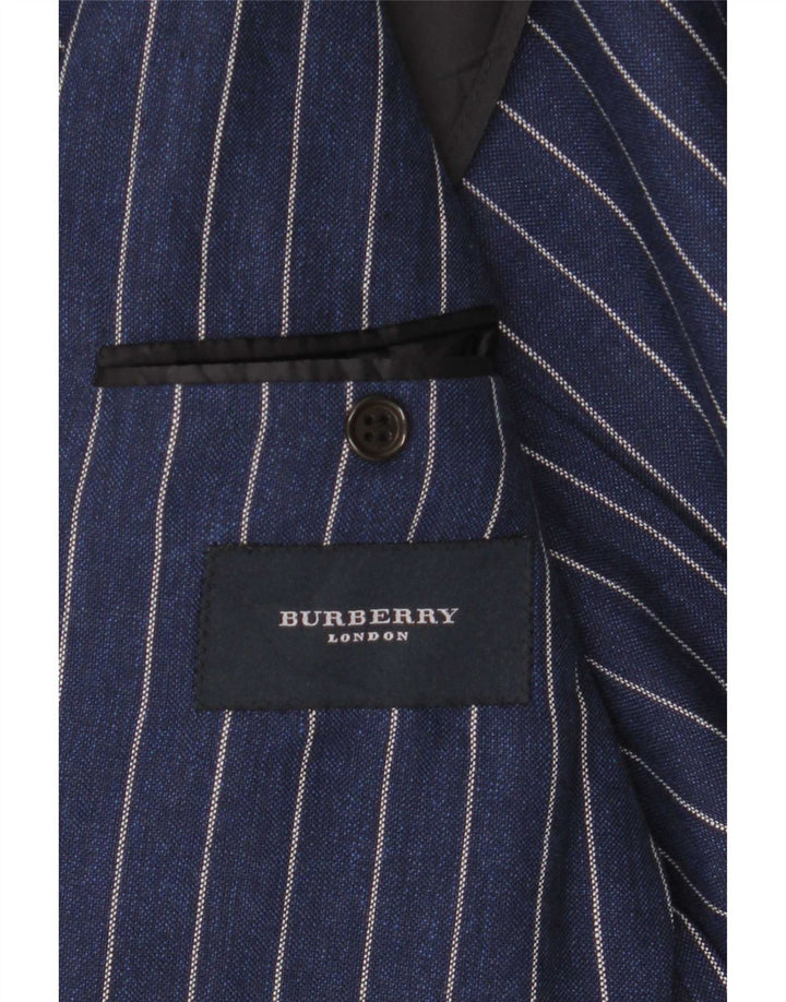 Burberry Herre 2-knaps blazerjakke IT 48 Mellem marineblå nålestribet uld
