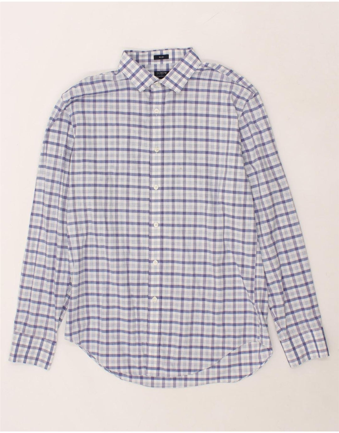 J. CREW Mens Flex Slim Shirt Large Blue Check Cotton Vintage J. Crew and Second-Hand J. Crew from Messina Hembry 