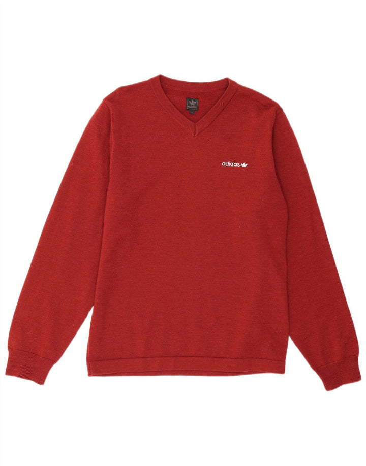 ADIDAS Herre V-hals sweater Small Bourgogne uld