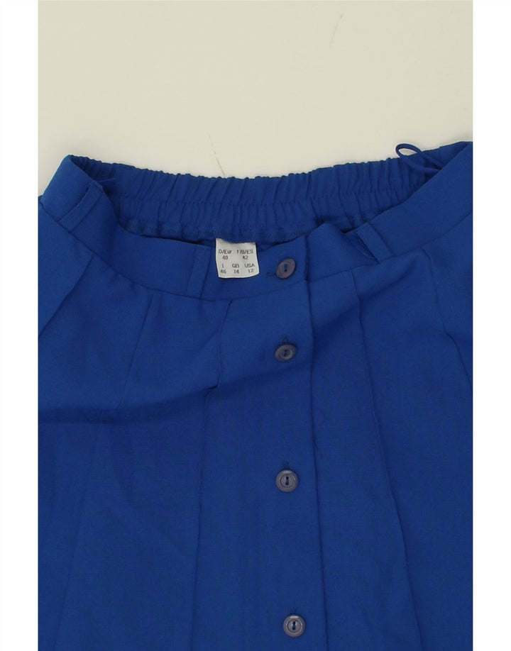 VINTAGE Womens A-Line Skirt UK 14 Medium W28 Blue Polyester Vintage Vintage and Second-Hand Vintage from Messina Hembry 