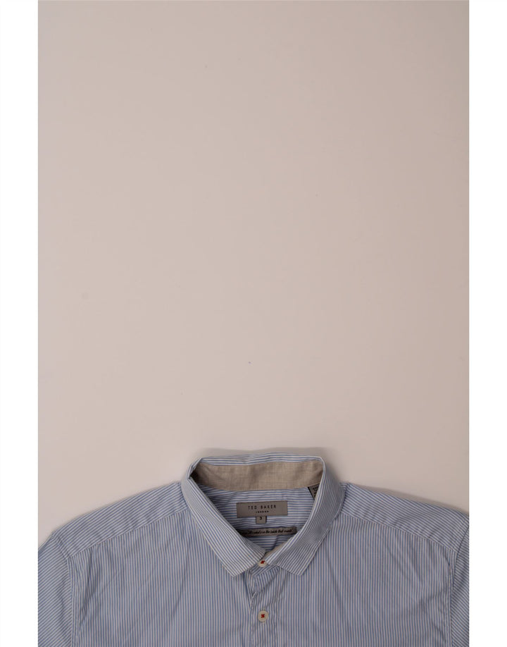 TED BAKER Mens Short Sleeve Shirt Size 3 Medium Blue Pinstripe Cotton Vintage Ted Baker and Second-Hand Ted Baker from Messina Hembry 