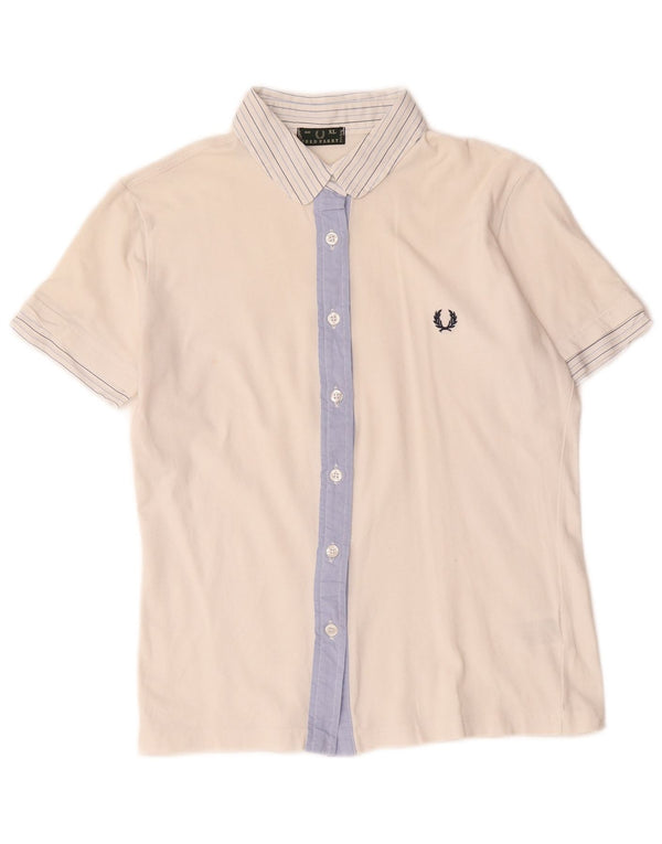 Fred Perry drengeskjorte 15-16 år hvidstribet bomuld