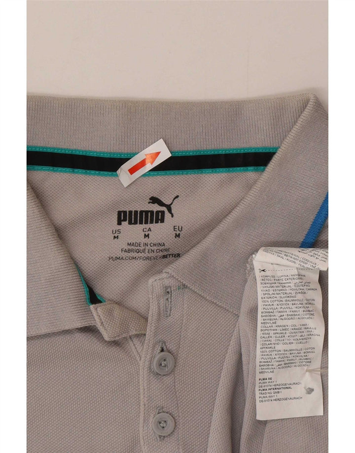 Puma herre poloshirt mellemgrå stribet bomuld
