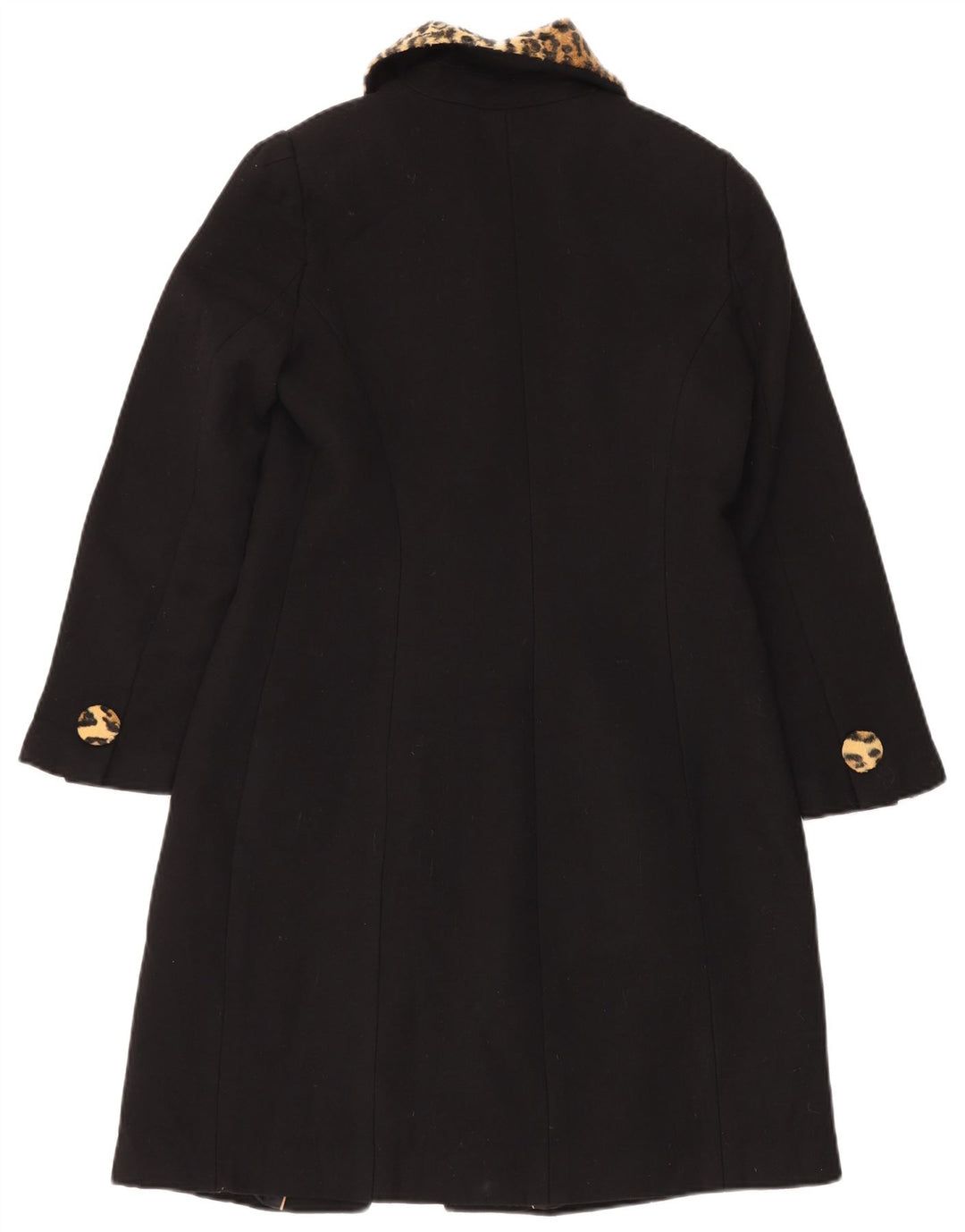 Luisa Spagnoli Dame Overfrakke IT 44 Medium Sort Animal Print Virgin Wool