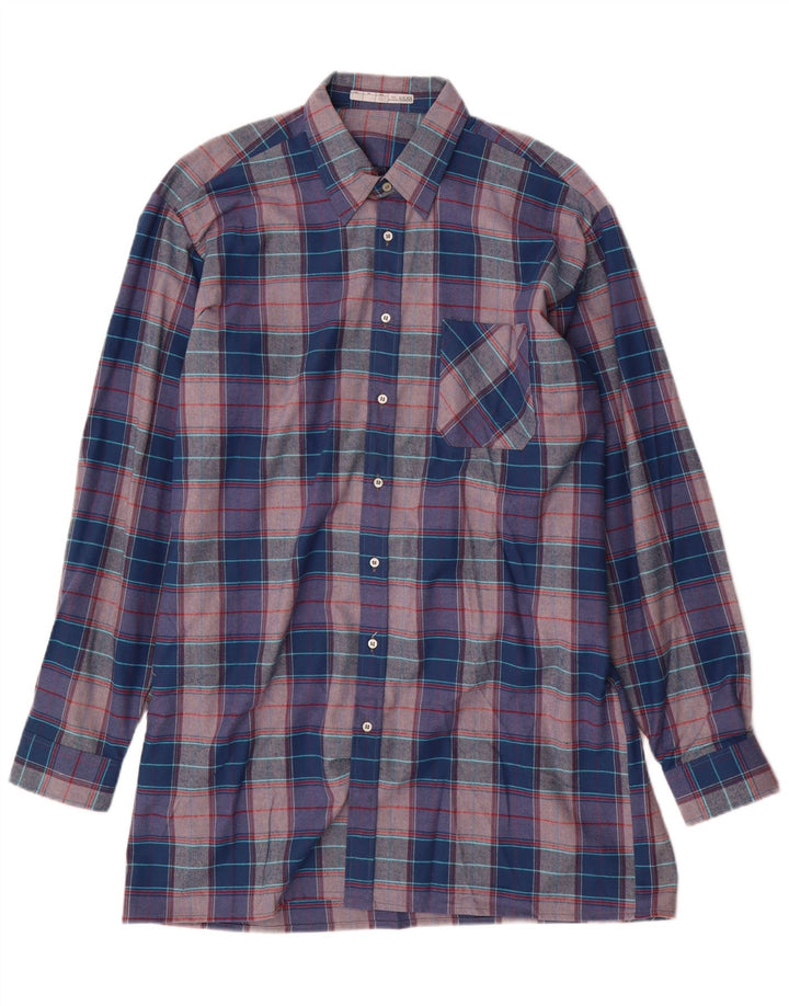 Vintage herre flannel skjorte str. 41 Stor blå ternet bomuld