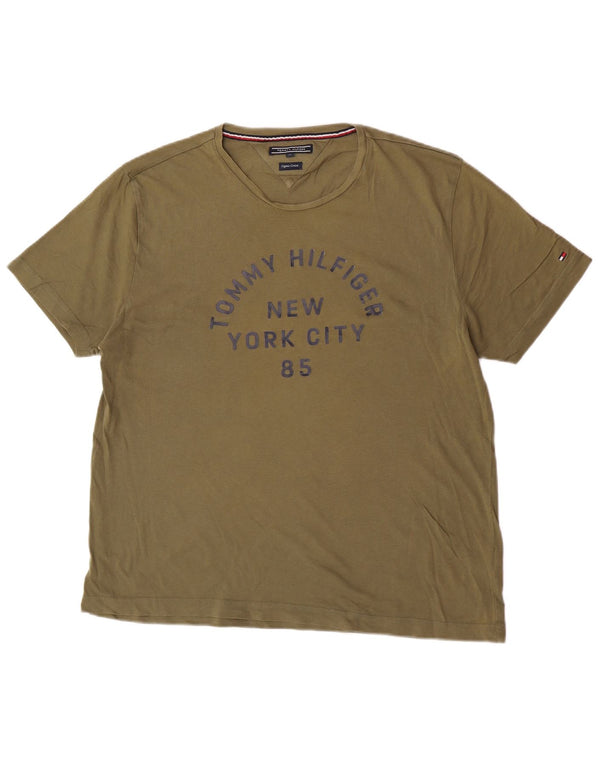 Tommy Hilfiger Herre Grafisk T-Shirt Top XL Grøn Bomuld