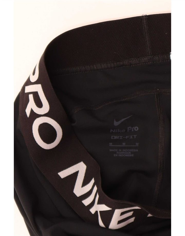 Nike Dame Dri Fit Grafiske Leggings UK 12 Medium Sort
