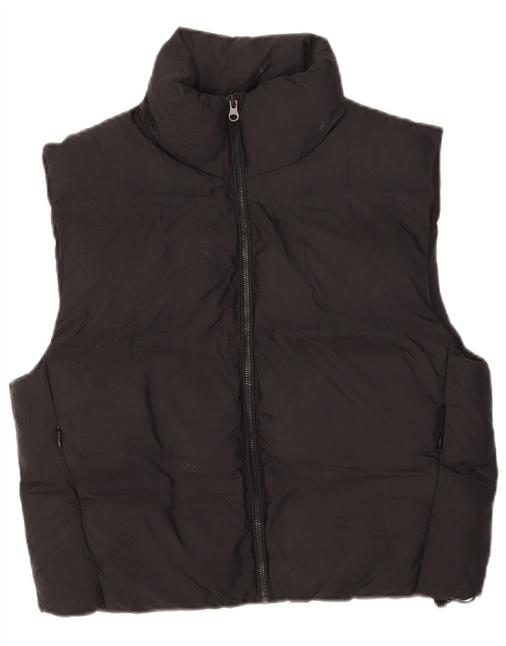 ZARA Womens Crop Oversized Polstret Gilet UK 6 XS Black Polyester