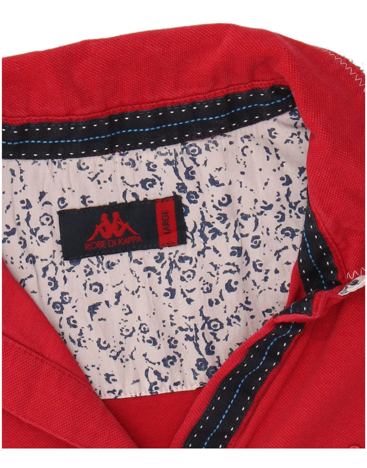 KAPPA Dame Polo Shirt UK 14 Stor Rød Bomuld