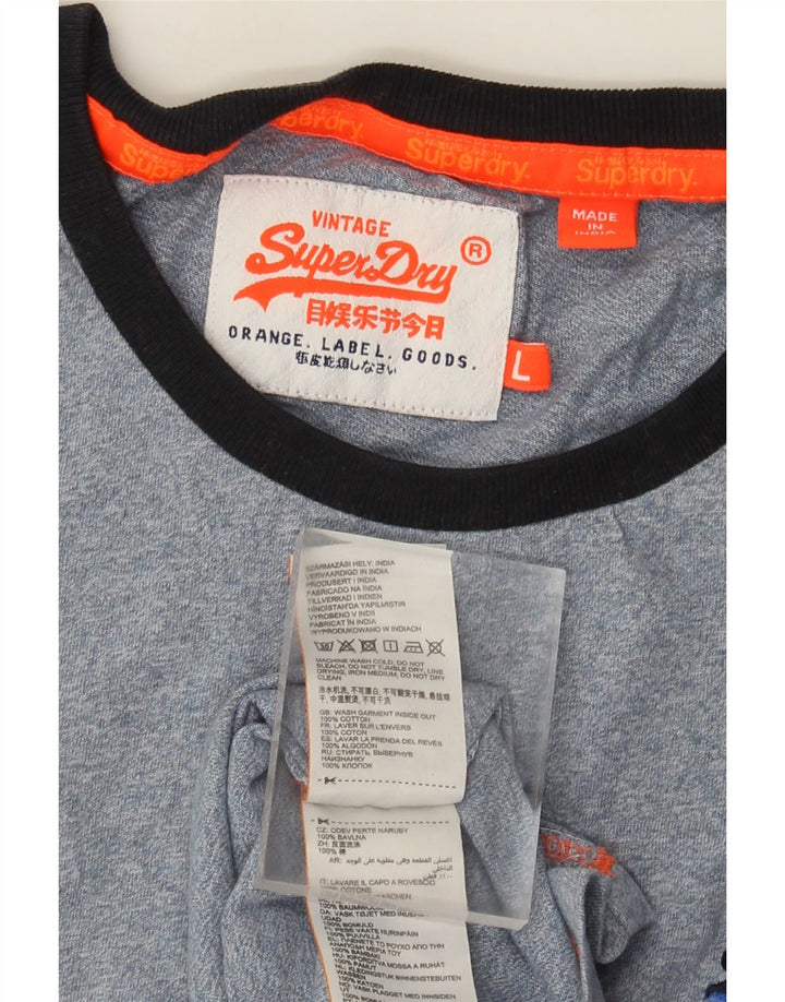 Superdry T-shirt top til mænd, stor blå bomuld