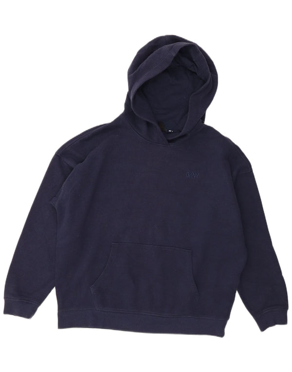 Dkny Dame Oversized Hoodie Jumper UK 10 Small Navy Blue Cotton