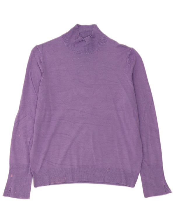 Zara Dame Turtle Neck Jumper Sweater UK 14 Large Purple Viscose