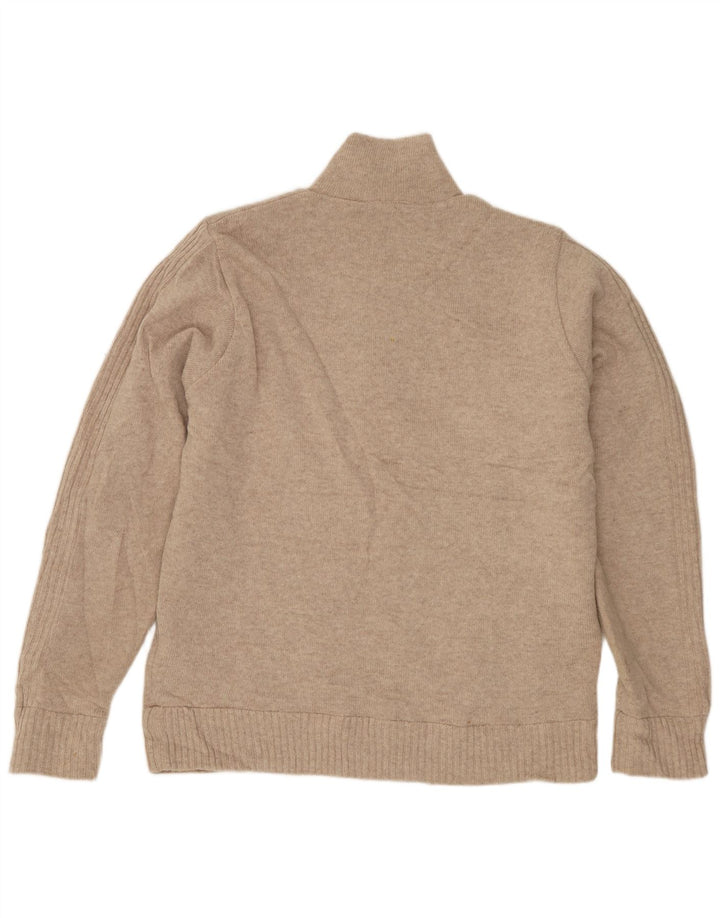 Marks & Spencer Herre Blue Harbor Zip Neck Jumper Sweater Small Beige Uld