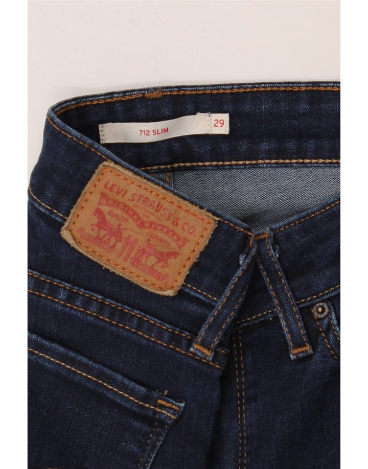 LEVI'S Dame 712 Slim Jeans W29 L31 Marineblå Bomuld