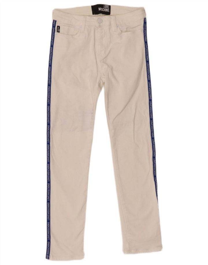 MOSCHINO Grafiske Skinny Jeans til kvinder W26 L26 Hvid