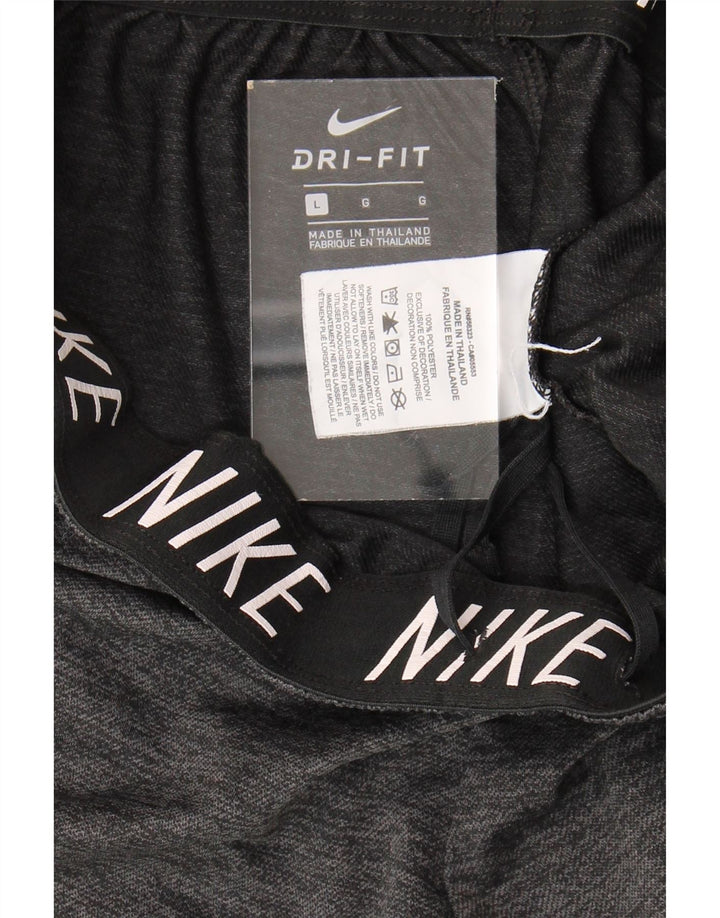 NIKE Womens Dri Fit Graphic Sport Shorts UK 14 Large  Grey Polyester Vintage Nike and Second-Hand Nike from Messina Hembry 
