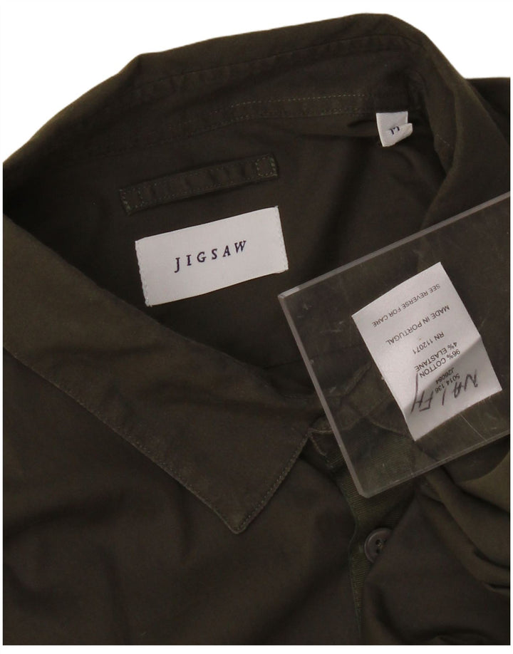 JIGSAW Mens Shirt Medium Khaki Cotton