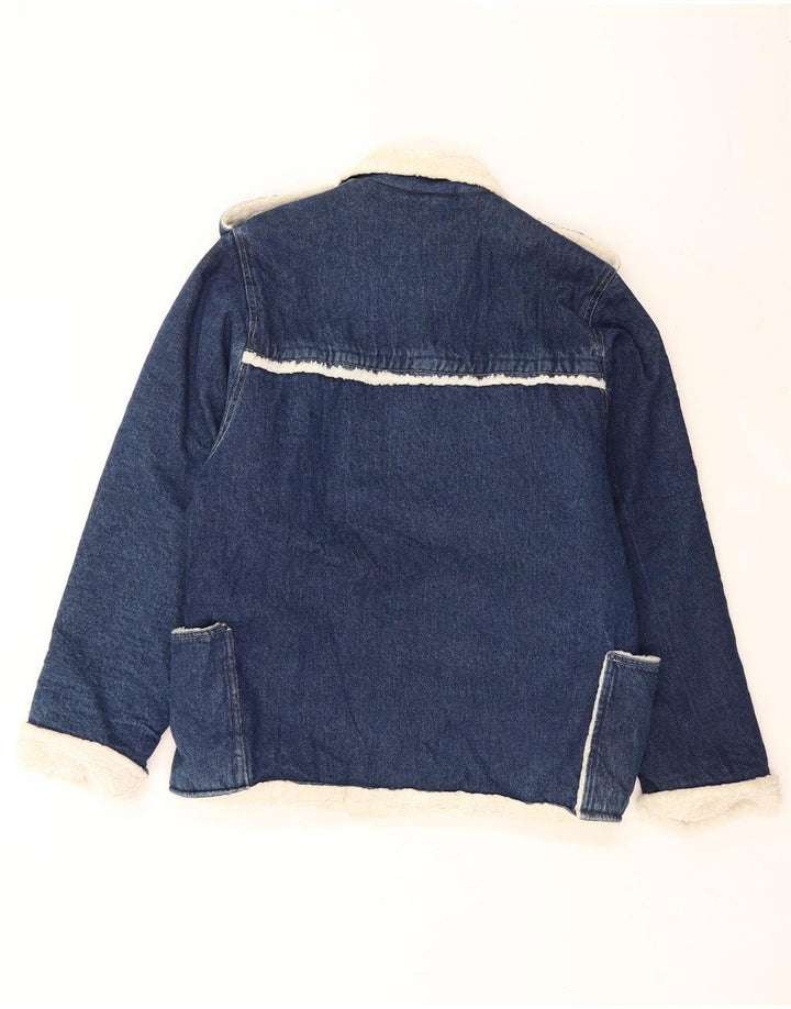 VINTAGE Herre Dover Sherpa Denim Jacket UK 40 Large Blue