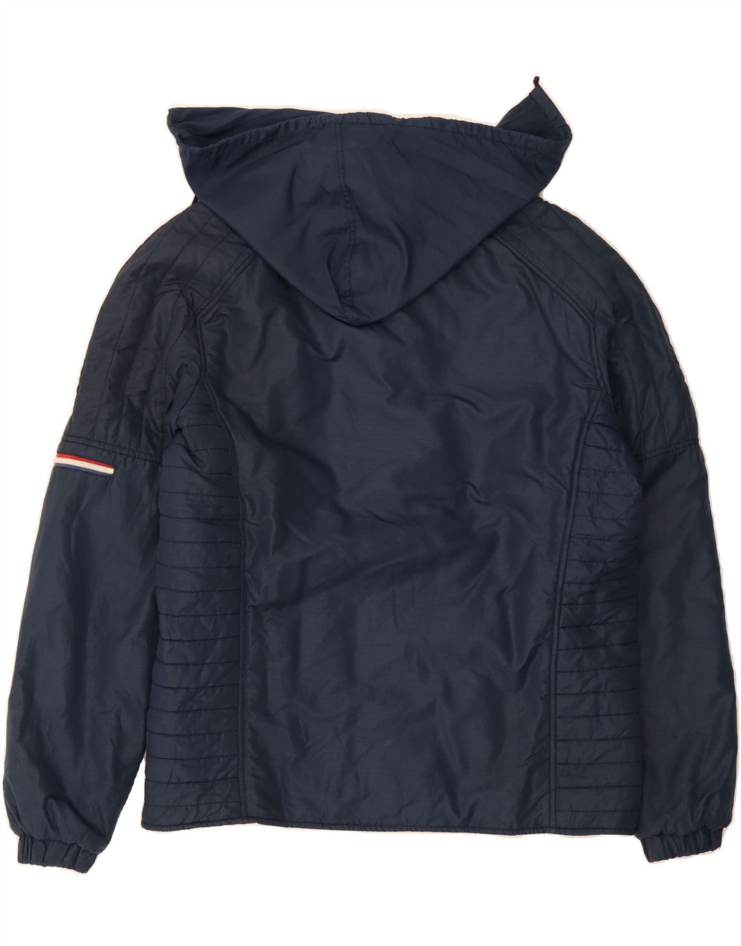 VINTAGE Mens Hooded Bomber Jacket UK 40 Large Navy Blue Polyamide Vintage Vintage and Second-Hand Vintage from Messina Hembry 