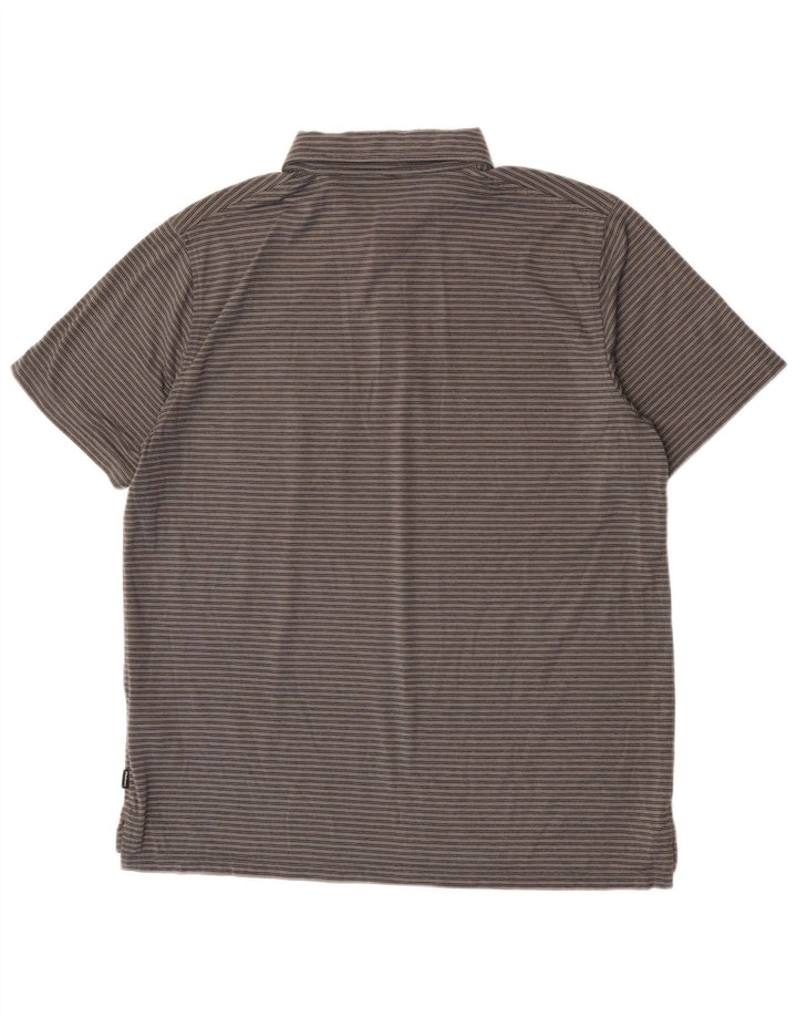 Rohan herre poloskjorte stor grå nålestribet polyester