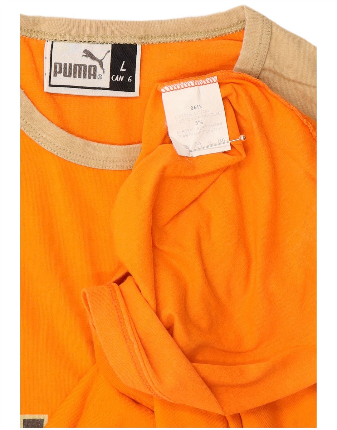 PUMA Grafisk Top Langærmet Herre Stor Orange Colourblock Bomuld
