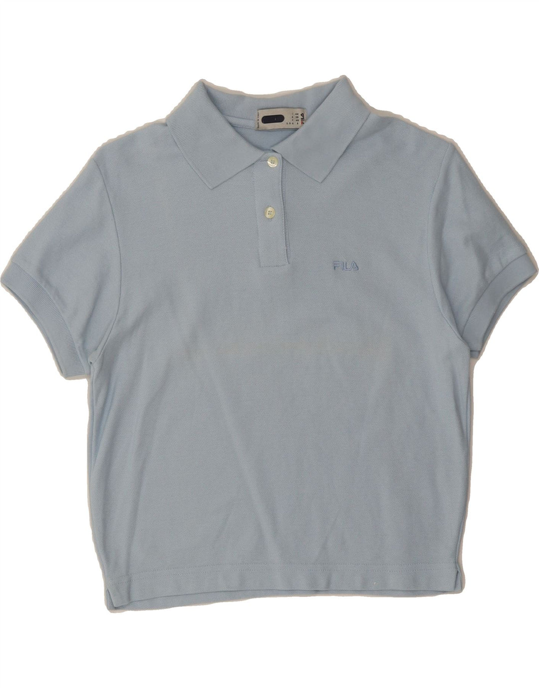 FILA Womens Crop Polo Shirt IT 44 Medium Blue Cotton Vintage Fila and Second-Hand Fila from Messina Hembry 